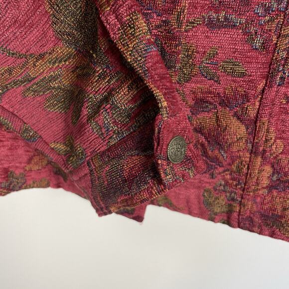 Coldwater Creek Tapestry Jacket Plus Sz 2X Red Floral Copper Snaps Western Boho - Picture 6 of 8